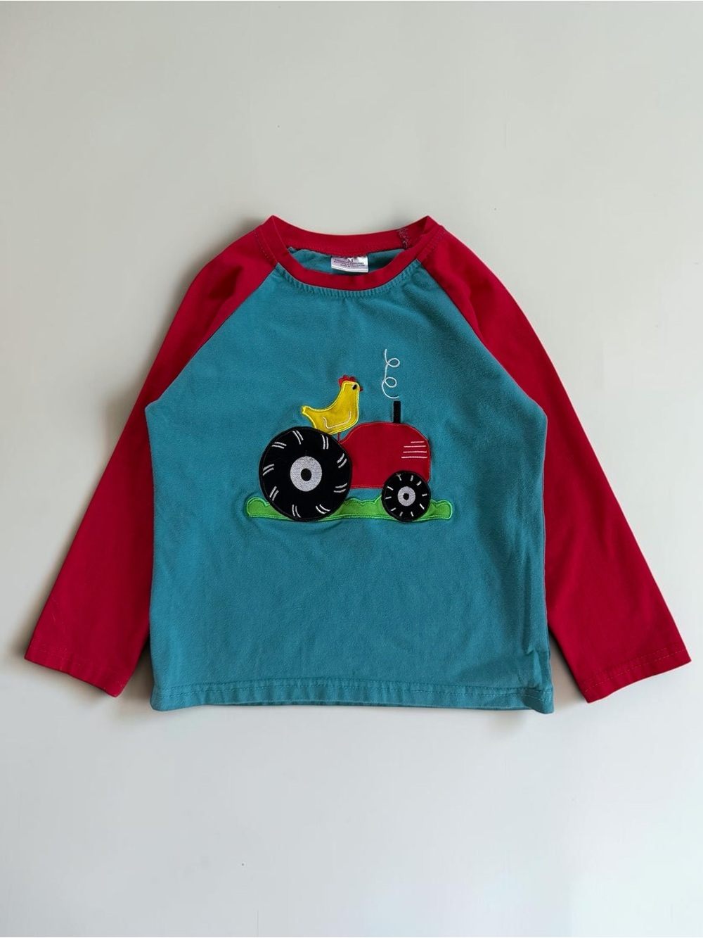 EUC Boutique Boys Tractor Chicken Farm Country Appliqué Long Sleeve Shirt